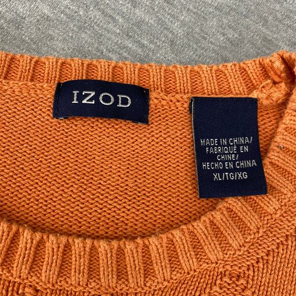 Izod Argyle/Diamond Knit Scoop Neck Sweater Pumpkin Orange Womens XL - Picture 4 of 8